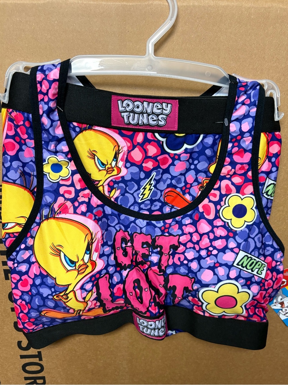 Looney Tunes Tweety ‘Get Lost’ Graphic Sports Bra Set